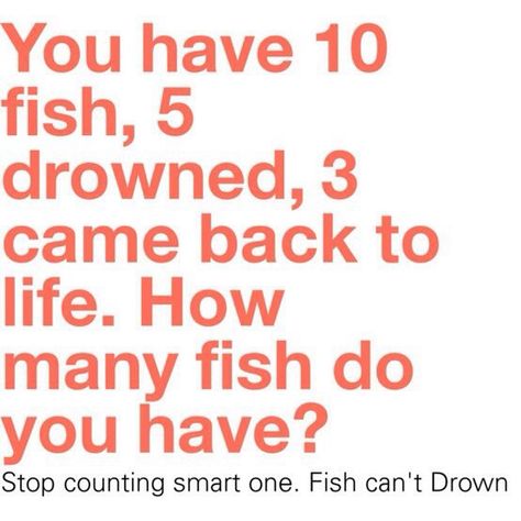 And yes I am fully aware that if you put saltwater fish in freshwater some of them will in fact suffocate (drown) and freshwater fish in saltwater they too will suffocate and if you put a parana in with five other fish and it to can't breathe, at least you gave it a last meal! Blonde Jokes, Math Jokes, Math Humor, Jokes And Riddles, Can't Stop Laughing, Have A Laugh, E Card, Jokes Funny, Laughter Is The Best Medicine