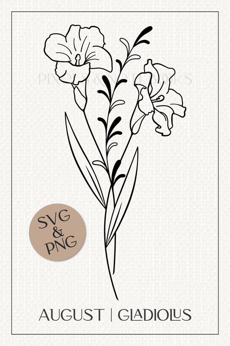 March And August Flower Tattoo, August Gladiolus Tattoo, August Birth Flower Drawing, Family Flowers Tattoo, August Flower Tattoo Birth Month, August Birth Flower Tattoo Gladioli, Gladiolus Drawing, Gladiolus Flower Drawing, Brith Flower