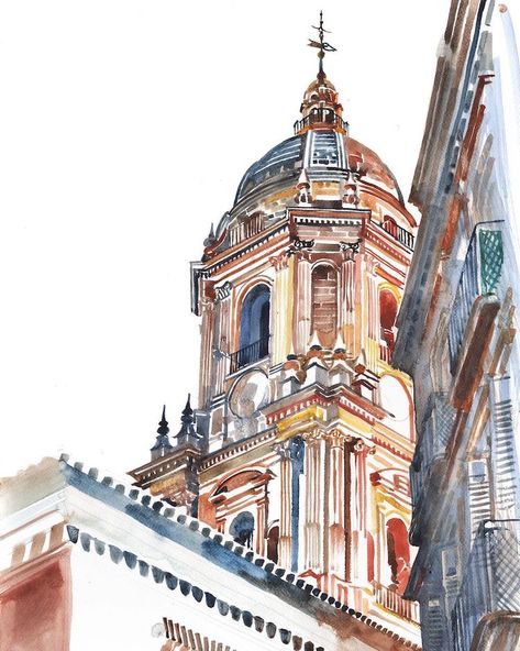 Colorful Watercolor Paintings, Art Alevel, Cities Around The World, Building Drawing, Watercolor Architecture, Architecture Sketchbook, European Cities, Architecture Drawing Art, Architecture Painting