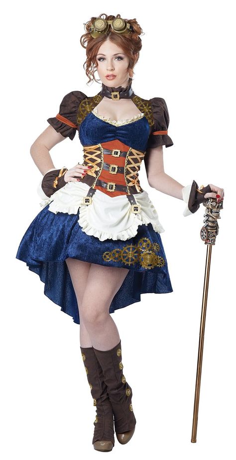 Amazon.com: California Costumes Women's Steampunk Fantasy, Blue/Cream, X-Small: Clothing Steampunk Outfits Women, Plus Size Steampunk, Steampunk Halloween Costumes, Steampunk Mode, Steampunk Outfits, Moda Steampunk, Mode Steampunk, Steampunk Fantasy, Steampunk Halloween