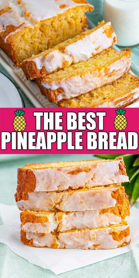 Pineapple Bread Recipe, Pineapple Quick Bread, Pineapple Banana Bread Recipe, Pineapple Bread, Pineapple Dessert, Pineapple Dessert Recipes, Pineapple Desserts, Pineapple Recipes, Loaf Cakes