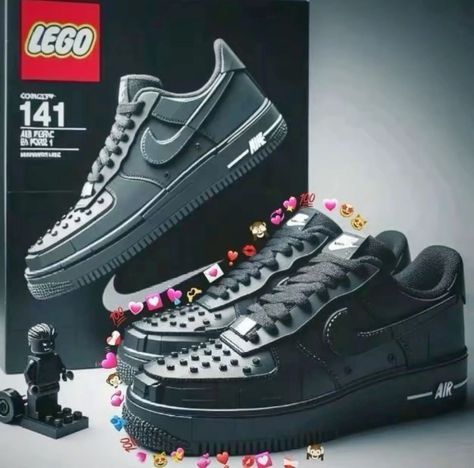 Lego Jordan, Lego Shoes, Airforce 1s, Nike Air Force 1 Black, Best Lego Sets, Nike Fashion Shoes, Lego Creative, Pretty Shoes Sneakers, All Nike Shoes