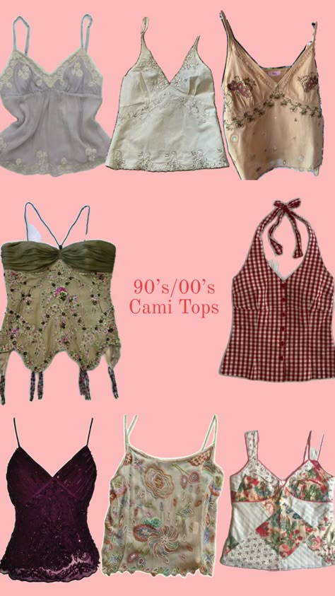 90’s and 2000’s Cami Tank Tops - Ideas for Sewing Projects #fashion fashion #tanktops tank tops summer tops #summerfashion summer fashion beaded tops embroidered tops Cami Top Diy, Tank Top Patterns, Ideas For Sewing, Embroidered Tops, Tank Top Pattern, Top Sewing, Top Sewing Pattern, Tank Top Cami, Cami Tanks