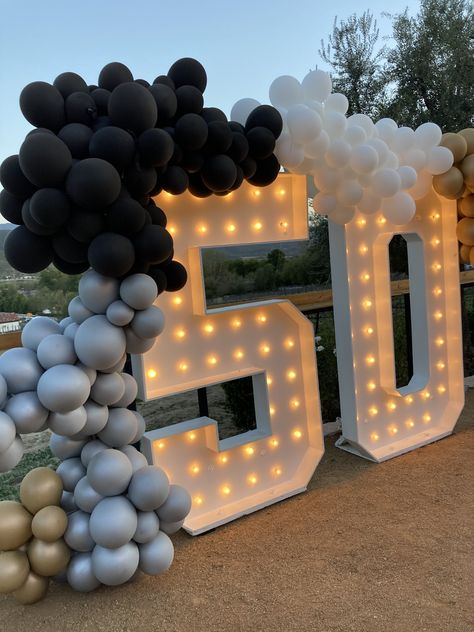 50th Birthday Ideas For Parents, 50th Outdoor Birthday Party Ideas For Men, 50th Birthday Signs Turning 50, 50 Backdrop Birthday, 50 Men Birthday Ideas, Men's 50th Birthday Party Decorations, Party For 50th Birthday, Twins 50th Birthday Ideas, Birthday Decorations 50th Man