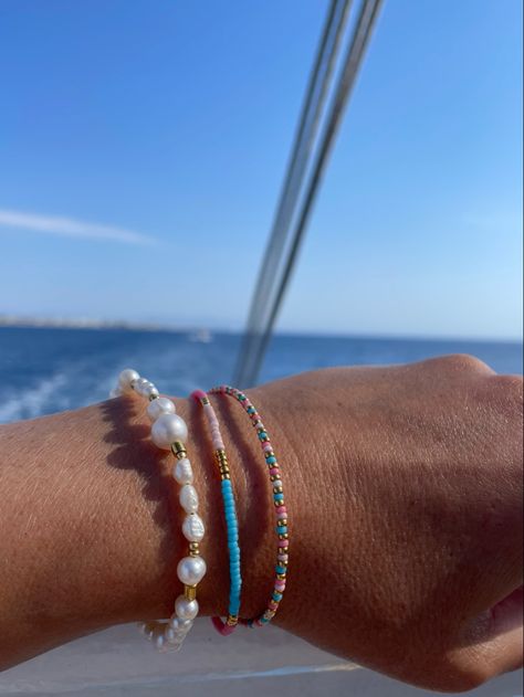 Summer bracelets worn on a sunny day at the sea