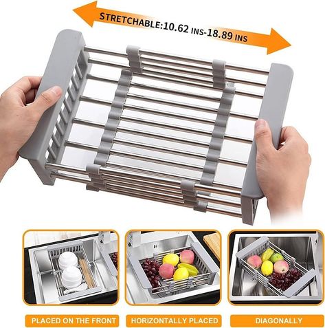 Extend kitchen sink drain basket🎄Early Christmas Sale Drying Rack Kitchen, Sink Shelf, Over Sink, Square Sink, Kitchen Baskets, Sink Strainer, Over The Sink, Stainless Steel Pipe, Sink Organizer