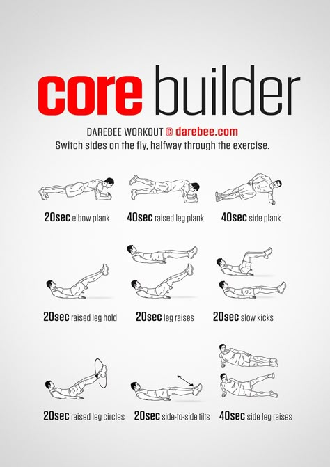 Core Builder Workout Core Workout Darebee, Darebee Core Workout, Core Muscle Workout, Calestenics Core Workout, Core Hit Workouts, Strong Core Workout At Home, Effective Core Exercises, Quick Core Workout At Home, Effective Core Workouts