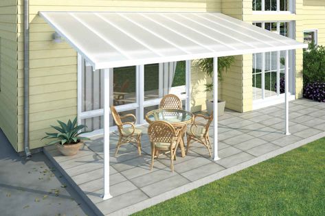 The elegant Palram Feria 10X20 Patio Cover (White) provides the perfect covering for any backyard patio or outdoor space. Backed by a ten year warranty, the structure is designed for durability and... Terrasse Med Tak, White Pergola, Gazebo Tent, Covered Patios, Aluminum Pergola, Patio Covers, Patio Canopy, Pergola Ideas, Wooden Pergola