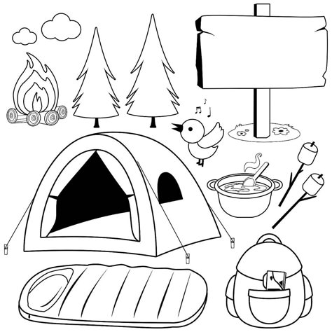 Camping Coloring Pages for Families: Fun & Free Printable Coloring Pages of Camping & the Great Outdoors | Printables | 30Seconds Mom Camping Week, Camper Quilt, Camping Coloring Pages, Preschool Class, Animals Coloring, Printable Coloring Sheets, Camping Theme, Camping Supplies, Camping Crafts