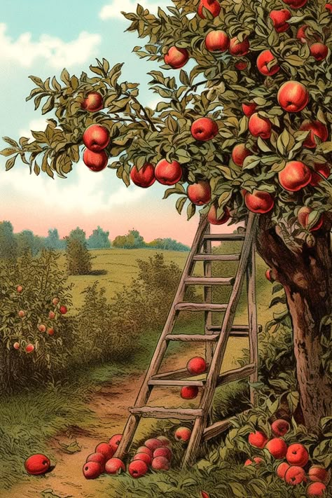 Apple Tree Drawing, Fall Craft Projects, Harvest Pictures, Harvesting Wheat, Picking Apples, Wine Journal, Time Images, Inspiring Photos, Garden Drawing