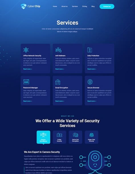 CyberChip Web Security | HTML - Design Template Place Blue Website Design Inspiration, Futuristic Web Design, Security Website, Web Design Inspiration Layout, Blue Website, Simple Website Design, Ui Design Principles, Unique Website Design, Write An Essay