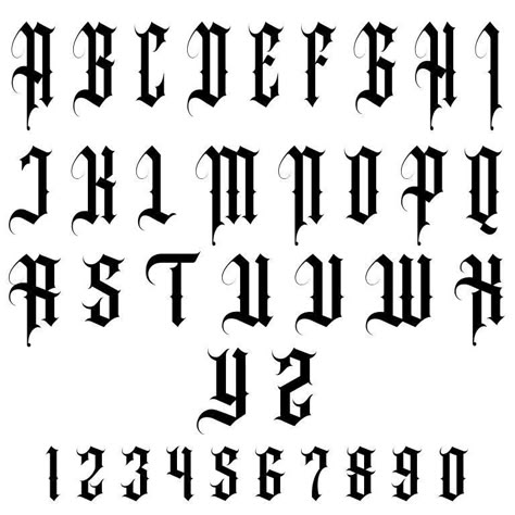 Black Letter Alphabet, Gangsta Font, Tatoo Lettering, Lettering Styles Alphabet Fonts, Lettering Tattoo Fonts, Tattoo Alphabet, Calligraphy Tattoo Fonts, Best Tattoo Fonts, Tattoo Font Styles