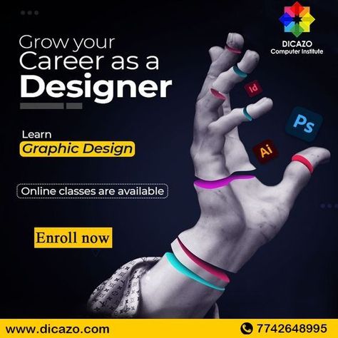 The batch starts every Monday. Book your seat and avail of amazing offers. The Latest Job Oriented Courses We are offering Graphic designing | Web Designing | Digital Marketing | Video Editing And Many More Dicazo is offering Training Programs also in Online/Offline mode. Learn technology under the guidance of Industry Experts. #Summertraining #dicazo #dicazoinstitute #graphicdesigning #webdesigning #videoediting #photography #programming Job Poster, Digital Advertising Design, Photoshop Course, Education Poster Design, Class Poster, Graphic Designer Job, Desain Editorial, Creative Advertising Design, Graphic Design Course