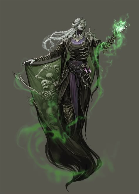 ArtStation - Necromancer Female Wizard, Witch Characters, Illustration Fantasy, Fantasy Wizard, Evil Witch, Dungeons And Dragons Classes, Fantasy Concept, Art Female, Fantasy Images