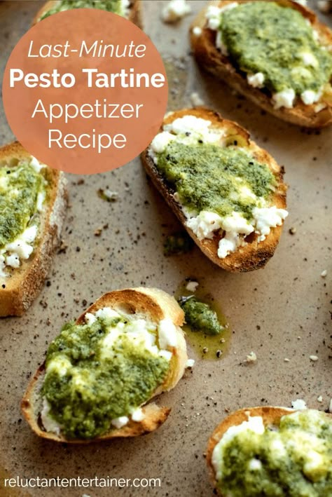 Pesto And Goat Cheese, Baguette Appetizer, Pesto Appetizers, Crostini Appetizers, Bruschetta Recipe, Eat Seasonal, Entertaining Recipes, Spring Fling, Glass Of Wine