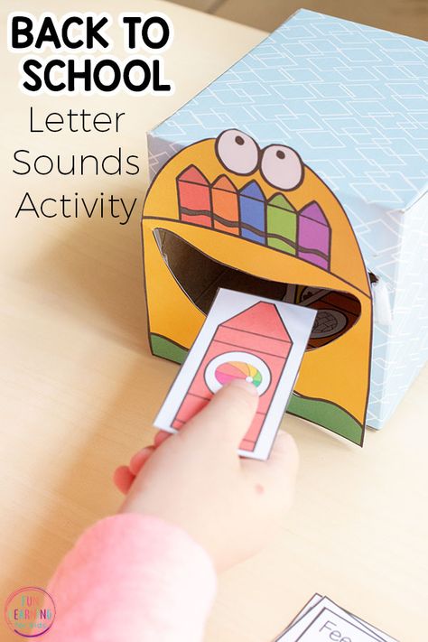 Your kids will have a blast with this back to school literacy center game that teaches the alphabet! #alphabet #literacy #kindergarten #prek #preschool #funlearningforkids #kidsactivities School Objects Activities, Crayon Activities, Letter Sound Activities, School Objects, Phonological Awareness Activities, Back To School Theme, Learn Letters, Kindergarten Themes, Free Preschool Printables