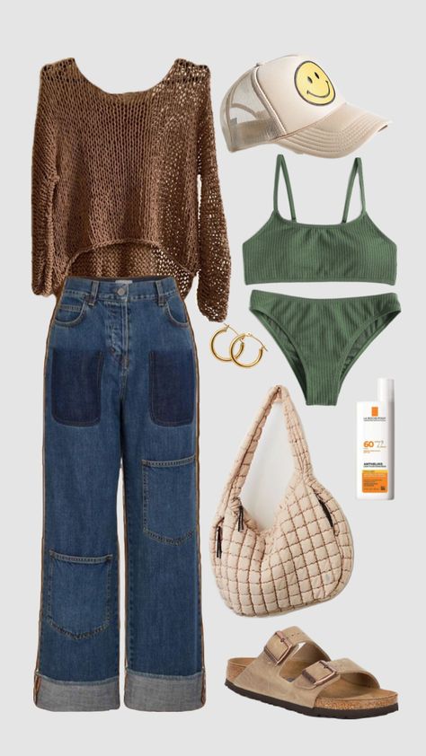 Beach Day Outfit #outfitideas #outfitinspiration #beachoutfit #coastal #coastalaesthetic #boho Beach Day Outfit, Soft Grunge Outfits, Dinner Party Outfits, Boho Outfit, Coastal Boho, Hippie Outfits, Day Outfit, Cute Fashion, Beach Day