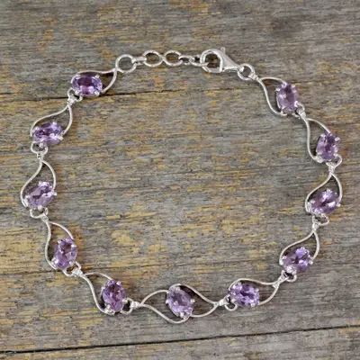 UNICEF Market | Amethyst and Rhodium Plated Sterling Silver Bracelet - Lilac Waves Quinceanera Jewelry, Blue Topaz Pendant Necklace, Purple Bracelet, Amethyst Bracelet, Wire Bracelet, Sterling Silver Bracelet, Stylish Jewelry, Gemstone Bracelets, Jewelry Packaging