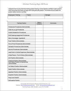 Training Checklist, Training Template, Restaurant Consulting, Staff Training, List Of Jobs, Training Plan, The Kitchen, Restaurant, Train