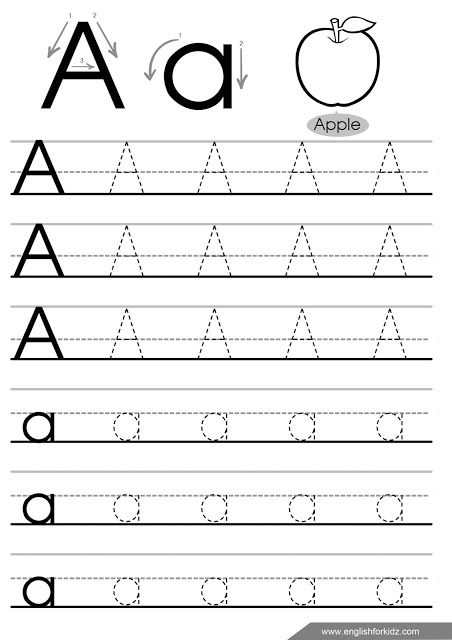 Letter a tracing worksheet, English for kids Trace Worksheet, Letter Worksheets Kindergarten, Tracing Letters Preschool, Alphabet Writing Worksheets, Kindergarten Alphabet, Tracing Worksheets Free, Abc Tracing, Letter Worksheets For Preschool, Alphabet Writing Practice