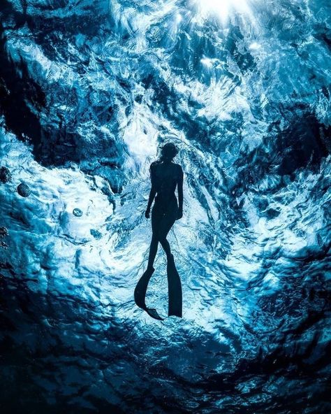 Freediving Photography, Diver Silhouette, Water Planet, Diver Art, Navy Diver, Scuba Diving Photography, Gopro Surfing, The Big Blue, Cave Diving