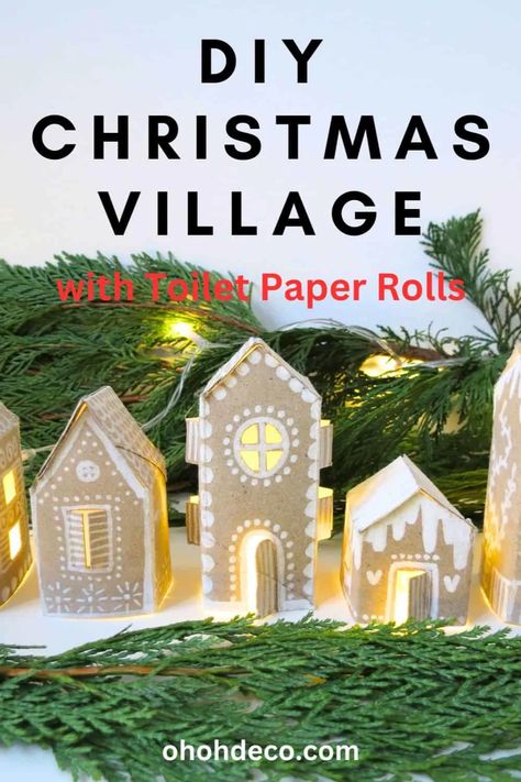 Crafts Toilet Paper Rolls, Diy Toilet Paper, Craft Hacks, Christmas Toilet Paper, Rolled Paper Art, Garland Wreath, Diy Christmas Village, Diy Santa, Diy Toilet