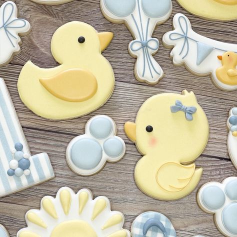 Heavenly K Cookie Co (@heavenlykcookieco) • Instagram photos and videos Rubber Duck Cookies, Duck Cookies, Baby First Birthday Themes, First Birthday Cookies, Duck Birthday, Baby Duck, Decorating Cookies, First Birthday Themes, Baby Ducks