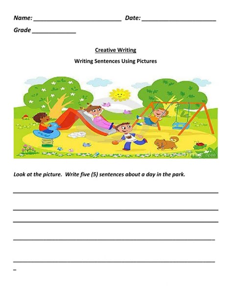 Creative Writing For Class 3, Creative Writing Grade 1 Worksheets, Creative Writing Kindergarten, Writing Sheets For 1st Grade, Creative Writing Grade 1, Write A Sentence About The Picture, Look At The Picture And Write Sentences, Picture Story Writing For Grade 2, Creative Writing Worksheets Grade 2