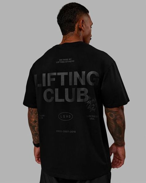 Unisex Lifting Club FLXCotton Tee Oversize - Black-Black | LSKD T shirt #tshirt t-shirt #t_shirt t shirts #tshirts t-shirts #t_shirts T shirt design #tshirtdesign T-shirt designs #t_shirtdesign T shirts designs #tshirtsdesigns 3.36 Gym T Shirt Design Men, Fitness Tshirt Design Gym, Oversized Tshirt Ideas, Sport Tshirt Design, Oversized Tshirt Design, Gym Shirt Design, Black Tshirt Design, Band Shirt Design, Gym T Shirt Design