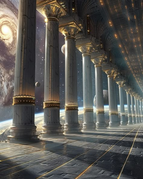 Home of the argonauts. Future city inspired by Ancient Greece. #ancientarchitecture #ancient #ancientgreece #pillars #ancientworld #scifiart #futurecity #futurecities #scifi #futureart #epicfantasy #epic #fantasyartwork #fantasy #midjourney #ai #digitalart Greek Sci Fi, Futuristic Ancient Greece, Magicpunk City, Roman Aesthetic Ancient, Greece Cities, Ancient Greece Art, Fantasy Future, Scifi City, Greece Mythology