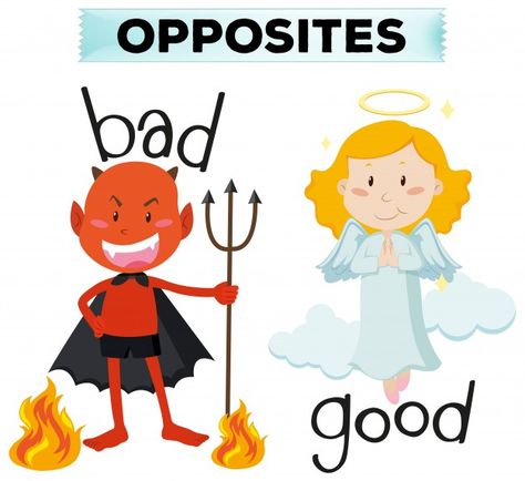 Opposite words with bad and good illustration Opposites For Kids, Opposites Preschool, Ingles Kids, Bad Pictures, English Opposite Words, English Adjectives, Opposite Words, Physical Activities For Kids, Bad Bad