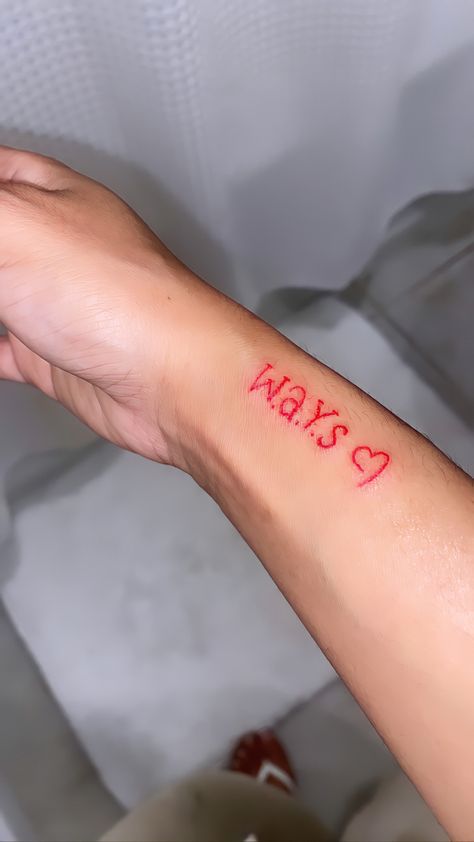 Ways Meaning Tattoo, Ways Tattoo Jhene Aiko Meaning, W A Y S Tattoo Meaning, W.a.y.s Jhene Aiko, Jhene Aiko Ways, W A Y S Tattoo Red, Pretty Hand Tattoos For Women Simple, Simple Baddie Tattoos, W.a.y.s Tattoo Jhene Aiko