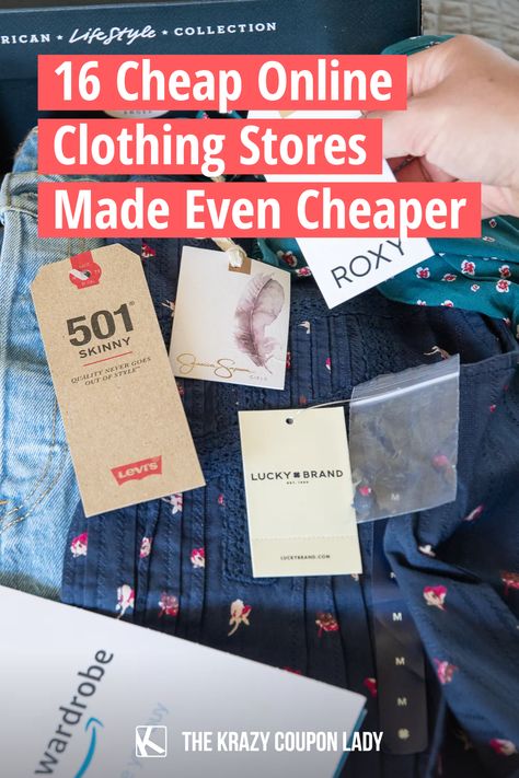 If you're looking for the best places online to buy clothes on a budget or where to get clothing deals online- this is the list you need. The Krazy Coupon Lady has the low-down on the best websites to shop for clothes when you're trying to keep spend down. Whether you're looking for a new pair of shoes or a dress to wear to a wedding this summer, these trendy clothing websites have it all at great prices. We've got the shopping hacks and money-saving tips you need to find the best prices online. Cheap Places To Buy Clothes Online, Websites To Shop For Clothes, Shopping Websites Clothing Sites, Cheap Shopping Websites, Freebie Websites, Cheap Online Clothing Stores, Shop For Clothes, Best Online Clothing Stores, Budget Outfits