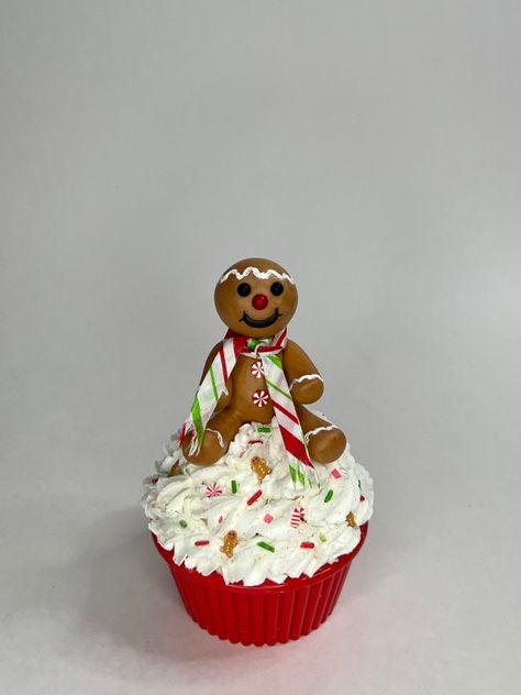 Faux Treats (Christmas Cupcake)/ Faux Whipped Cream/ Tiered Tray/ Gingerbread How To Make Fake Cupcakes, Christmas Tier Tray, Clay Gingerbread, Faux Whipped Cream, Boy Fake, Homemade Gingerbread, Treats Christmas, Fake Cupcakes, Foam Clay