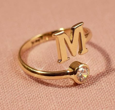 The Letter M, Gold Jewelry Stores, Letter Ring, Gold Rings Fashion, Mens Gold Bracelets, Gold Ring Designs, Gold Bangles Design, Jewelry Fashion Trends, Letter M