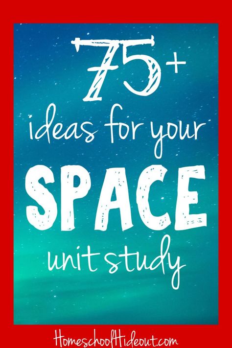 Looking for ideas to make your space unit study more fun? We've got ya covered! With 75 ideas from slime to sticker books, there's something for everyone. #science #space #tgatb #homeschool #homeschoolers #homeschooling #educational #unitstudy Space Unit Study, Homeschool Astronomy, Science Unit Studies, Unit Study Ideas, Space Lessons, Teaching Us History, Homeschool Unit Studies, Space Week, Unit Studies Homeschool