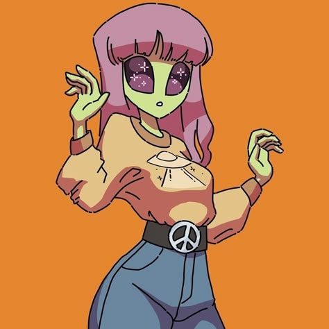 Alien Art Aesthetic, Alien Digital Art, Cartoon Alien Drawing, Cute Alien Drawing, Cute Alien Art, Alien Pfp, Aesthetic Alien, Alien Drawing, Alien Drawings