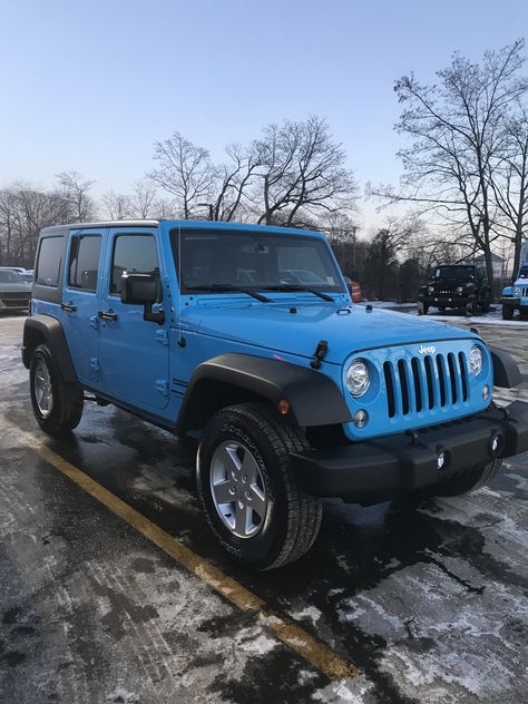 Jeep wrangler chief blue Chief Blue Jeep Wrangler, Cute Jeep Interior, Jeep Color Ideas, Blue Jeep Aesthetic, Blue Jeep Wrangler Accessories, Light Blue Jeep Wrangler, Blue Jeep Wrangler Aesthetic, Hydro Blue Jeep Wrangler, Jeep Wrangler Accessories Interiors