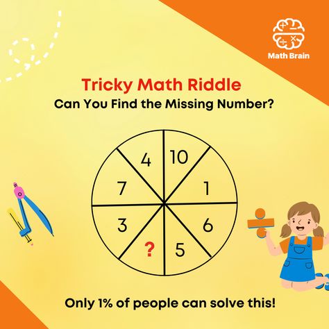 Tricky Math Riddle 😵😵 Can You Find the Missing Number? ❓❓ Only 1% of people can solve this! 🤔 #mathriddles #riddles #math #mathematics #brainteaser #riddlesdaily #riddlesdailyyy #mathriddle #riddlesforkids #mathgamesmathbrain Number Riddles, Math Riddles With Answers, Find The Missing Number, Math Riddles, Maths Puzzles, Brain Teasers, The Missing, Math Games, Post Design