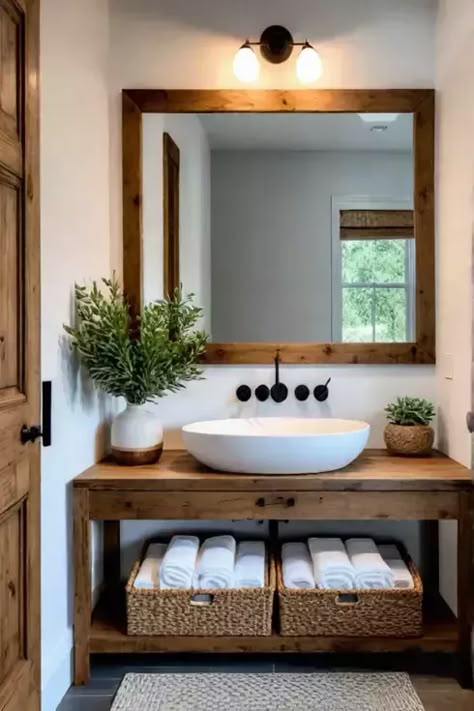 Budget Farmhouse, Farmhouse Bathroom Remodel, Bathroom Remodel On A Budget, Guest Bathroom Remodel, Remodel On A Budget, Farmhouse Bathroom, Guest Bathroom, Bathroom Remodel, Bathrooms Remodel