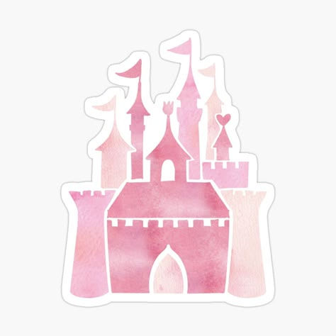 Get my art printed on awesome products. Support me at Redbubble #RBandME: https://www.redbubble.com/i/sticker/Pink-princess-castle-by-savanamms6/47014807.EJUG5?asc=u Disney Princess Castle Printable, Princess Stickers Printable, Mine Mouse, Disney Princess Castle, Fairy Tale Castle, Baby Animal Drawings, Pink Castle, Princess Sticker, Work Stickers