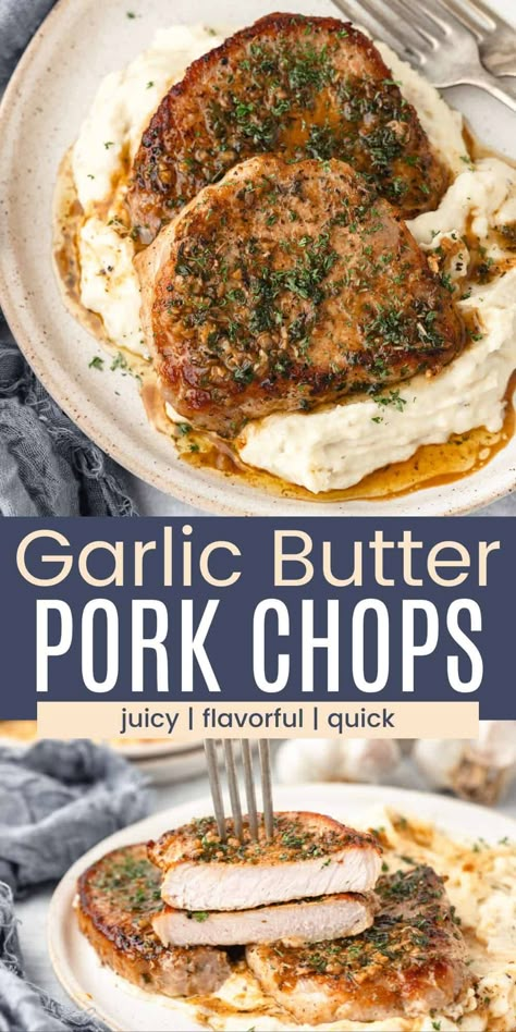 Pork Chop Recipes Low Calorie, Garlic Butter Pork Chops, Butter Pork Chops, Healthy Pork Chops, Healthy Pork Chop Recipes, Easy Gluten Free Dinner, Chips Recipes, Boneless Pork Chop Recipes, Tender Pork Chops