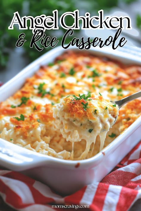 A casserole made with leftover rotisserie chicken and rice, baked to perfection for an easy, flavorful, and budget-friendly meal. Chicken And Creamy Rice, Rotisserie Chicken And Rice, Easy Chicken And Rice Casserole, Chicken Recipes Creamy, Fall Chicken Recipes, Sonic Menu, Rotisserie Chicken Recipes Leftover, Repurpose Leftovers, Angel Chicken