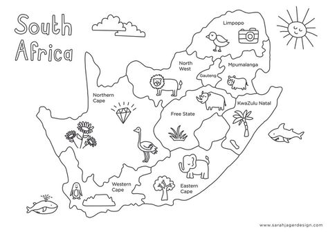 Africa Colouring Pages, Heritage Day South Africa Crafts, Africa Coloring Pages, Africa Activities For Kids, Heritage Day South Africa, South Africa Art, Africa Craft, South Africa Map, South Africa Flag