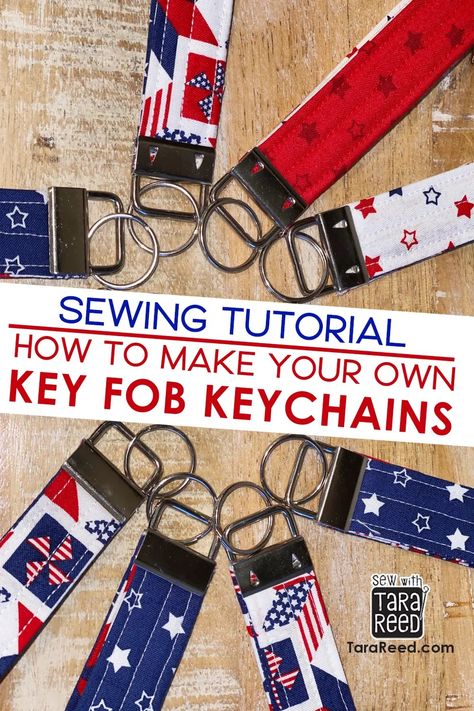 Sewing Key Fobs is quick and easy - artist and fabric designer Tara Reed walks you through the process step-by-step so you will be ready to go! Key Fobs are great gifts, selling online or at craft fairs and an excellent way to reduce your fabric scraps. Diy Key Fob, Key Fobs Diy, Sawtooth Star, Sewing Spaces, Tara Reed, Key Fobs Wristlet, Quick Stitch, Quilt Block Tutorial, Small Sewing Projects