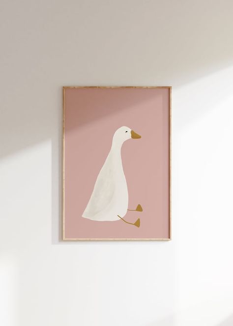 ThelilDillsShop - Etsy Australia Pnw Artwork, Toddler Room Wall Decor, Light Pink Nursery, Baby Nursery Artwork, Goose Poster, Baby Room Artwork, Toddler Wall Art, Cute Goose, Room Illustration