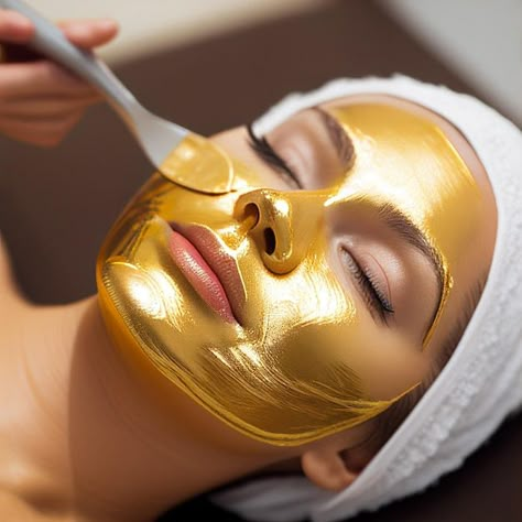 Facial Images Beauty, Gold Mask Facial, Tired Eyes Remedy, Facial Bleach, Facial Pics, Spa Mask, Facial Images, Spa Images, Mud Masks