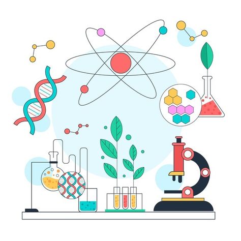 Flat science illustration biotechnology ... | Free Vector #Freepik #freevector #technology #science #job #illustrations Science Lab Background Concept Art, General Biology Background Design, Gen Biology Design, General Biology Background, Science Pics, Biotechnology Art, Earth Day Drawing, Medical Projects, Biology Humor