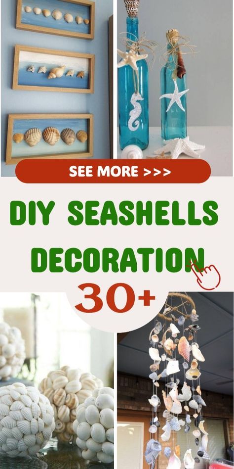 31 DIY Home Decoration Ideas With Seashells Ideas With Seashells, Seashell Centerpieces, Decorating A Home, Beach Crafts Diy, Seashell Art Diy, Sea Shells Diy, Beach Themed Crafts, Diy Beach Decor, Seashell Projects