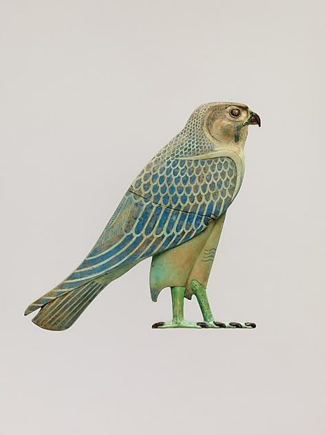 Inlay of Horus falcon, Late Period–Ptolemaic, 4th century B.C.E., Middle Egypt, Hermopolis (el-Ashmunein) possibly Horus Falcon, Ptolemaic Egypt, Egyptian Artifacts, Egyptian Culture, Egypt Art, Egyptian Mythology, Ancient Egyptian Art, Egyptian History, The Nile